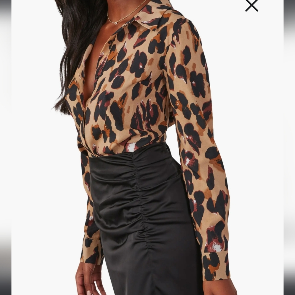 NWOT Vici collection Ball of Joy leopard blouse by Grey Lab - Picture 3 of 12